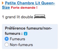 Le choix des chambres fumeurs ou non-fumeurs sur Booking