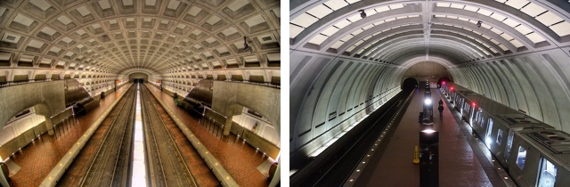 Exemples de deux aménagements de stations de métro à Washington