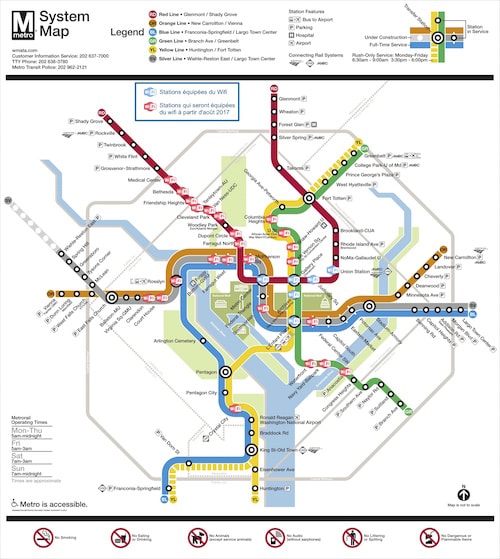 Stations de métro à Washington équipées du WiFi ou qui vont l'être