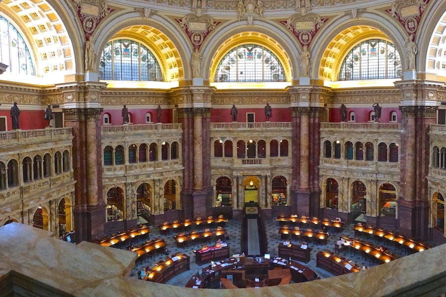 La salle de lecture de la Bibliothèque du Congrès à Washington