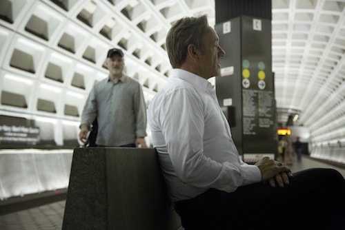 Kevin Spacey et le réalisateur David Fincher dans le métro de Washington, DC